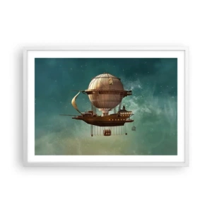 Affisch i vit ram - Jules Verne hälsar - 70x50 cm