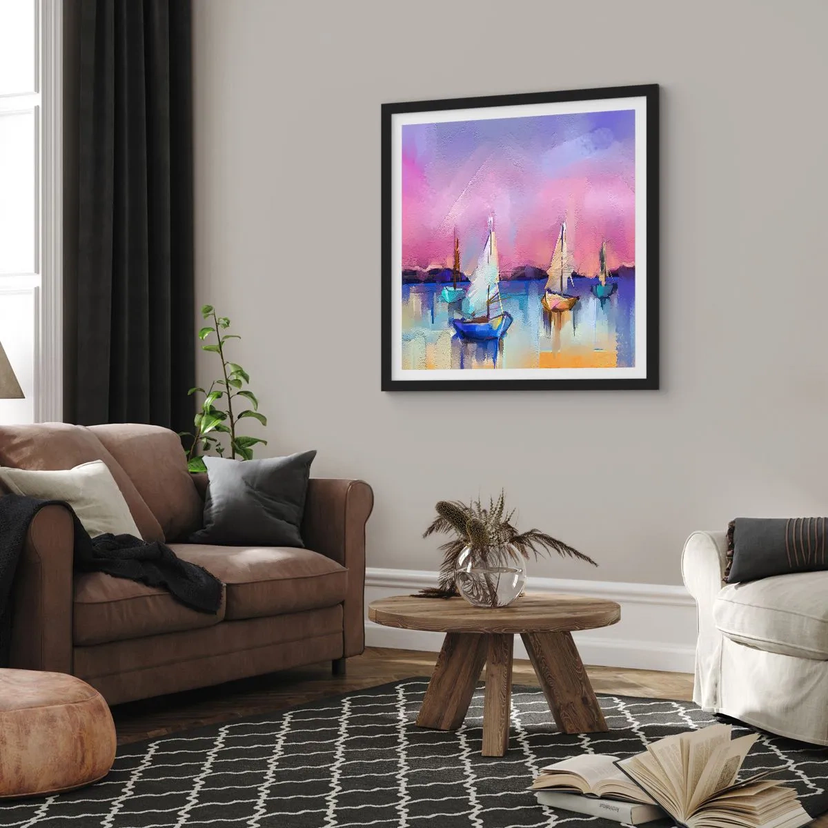 Affisch i svart ram - Riktning: öppet vatten - 40x40 cm