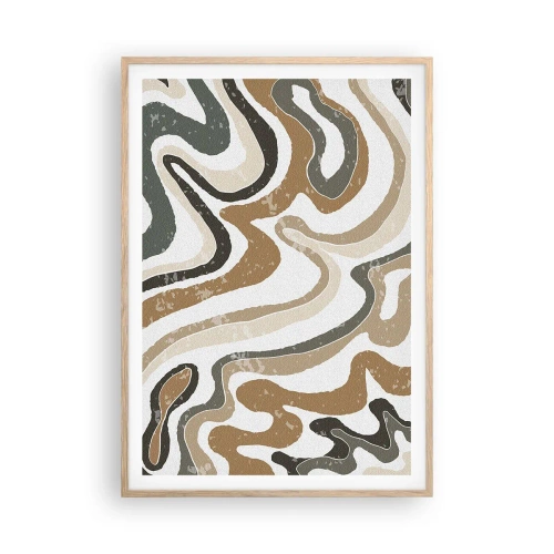 Affisch i ram av ljusek - Meandrar av jordnära färger - 70x100 cm