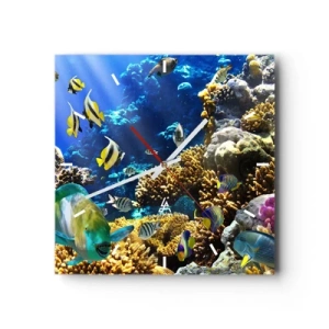 Väggklocka - Klocka på glas - Hög trafik på sommarleden - 30x30 cm