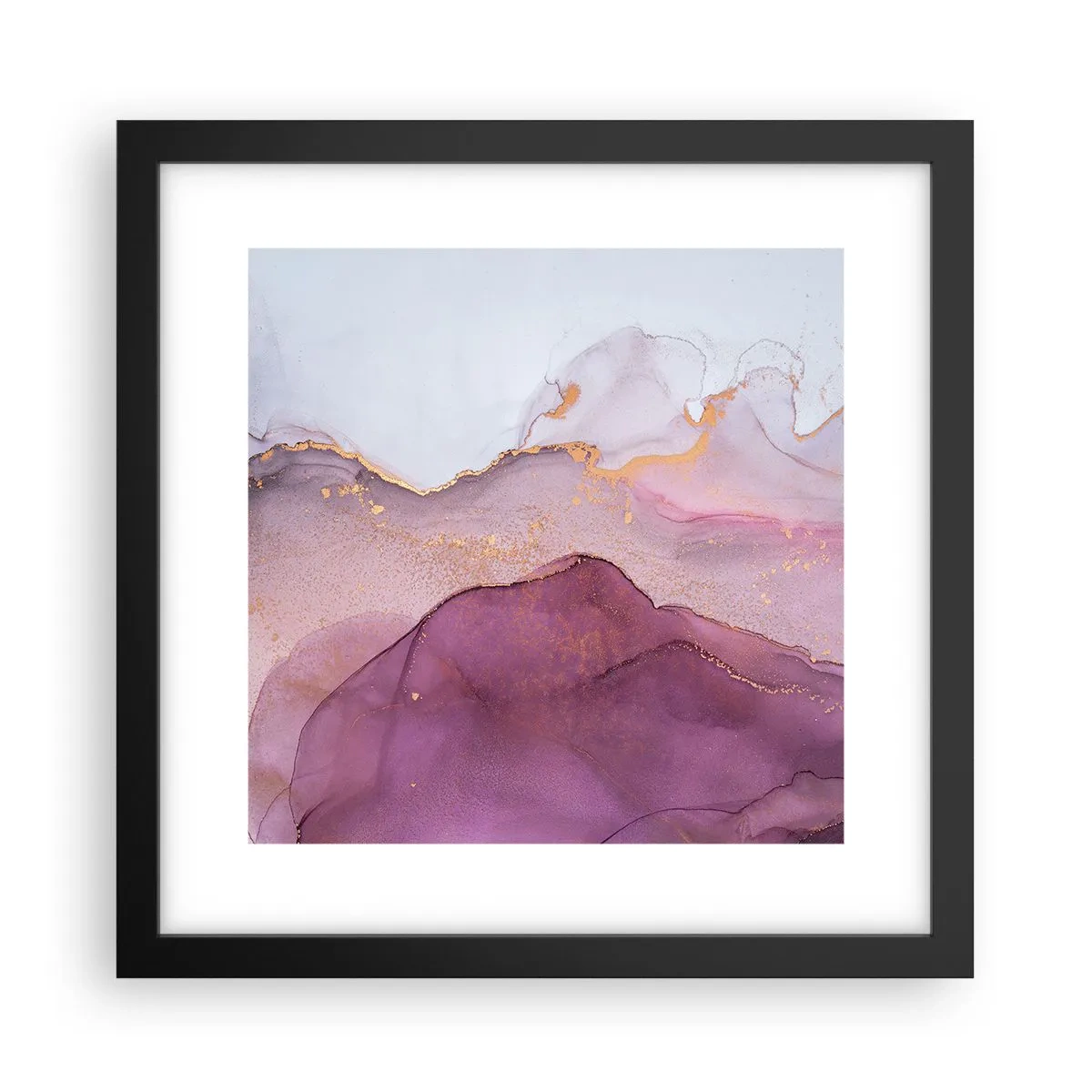 Affisch i svart ram - Lila och violett vågor - 30x30 cm