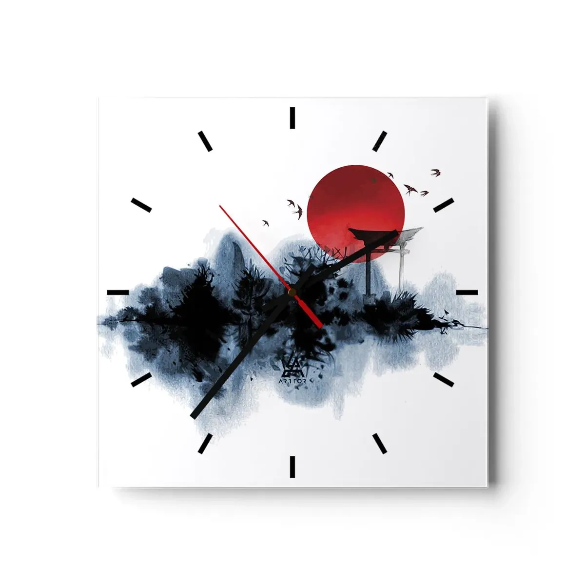 Väggklocka - Klocka på glas - Japansk utsikt - 40x40 cm