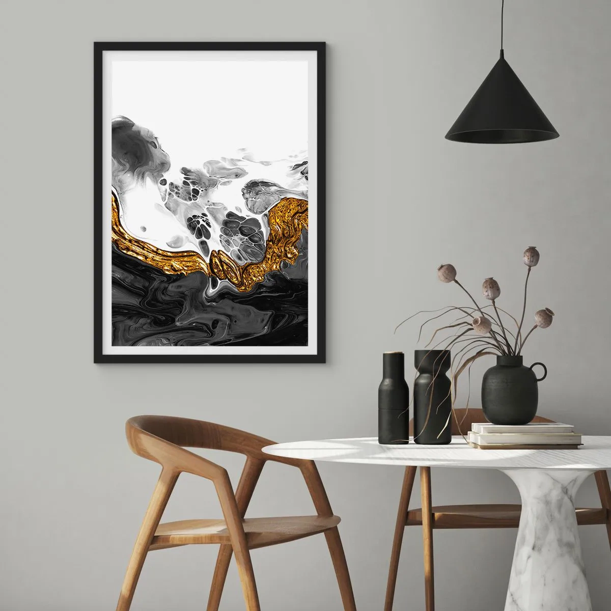 Affisch i svart ram - Organisk komposition - 40x50 cm