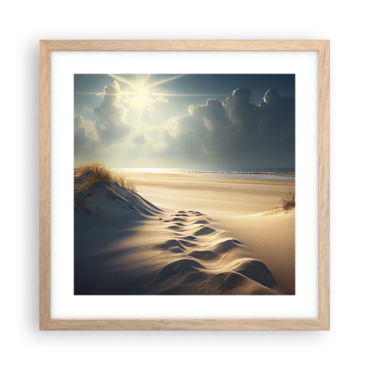 Affisch i ram av ljusek - Lugnande landskap - 40x40 cm