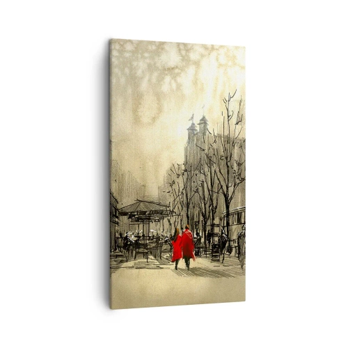 Canvastavla - Bild på duk - Träff i London-dimman  - 45x80 cm