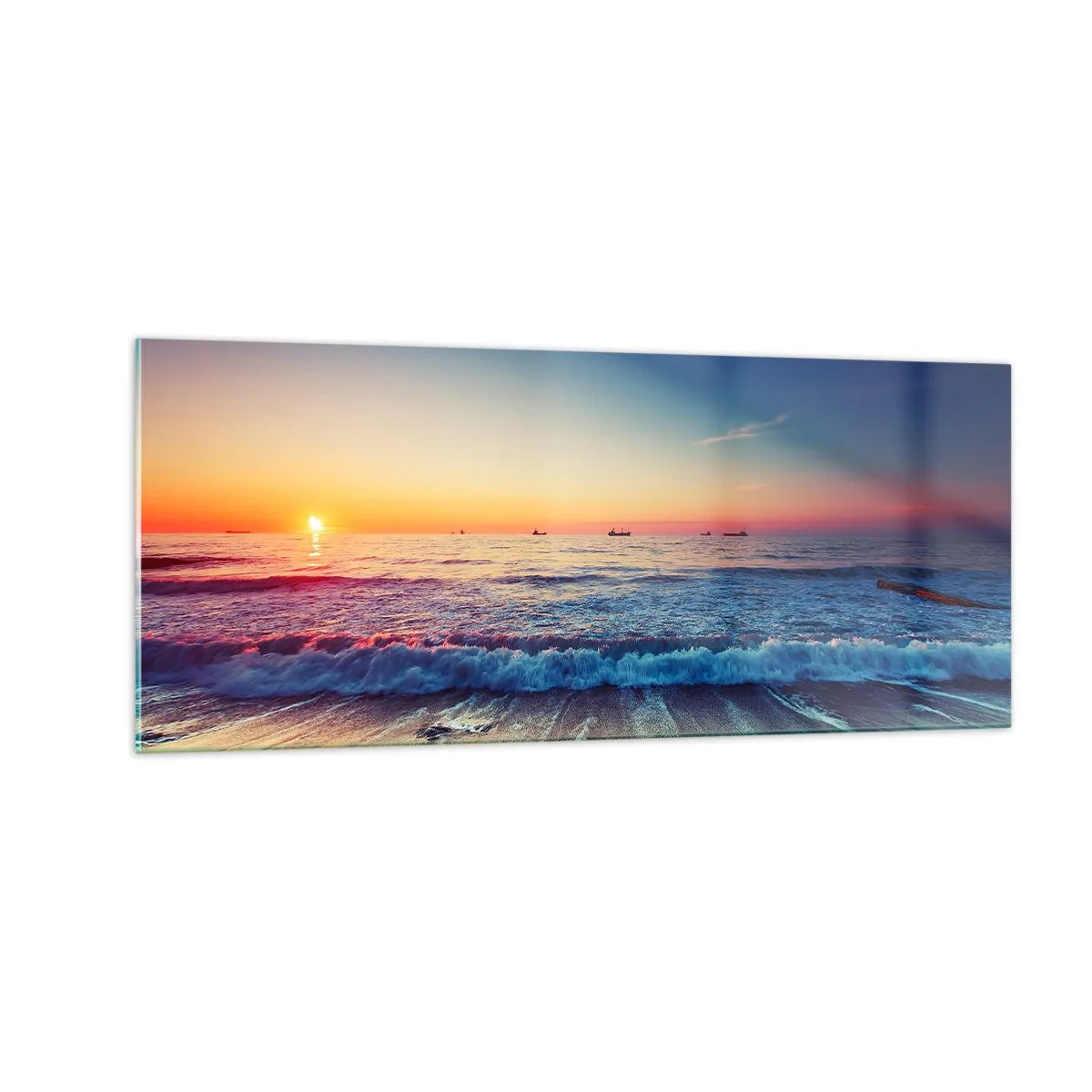 Glastavla - Bild på glas - Vad finns bortom horisonten? - 100x40 cm