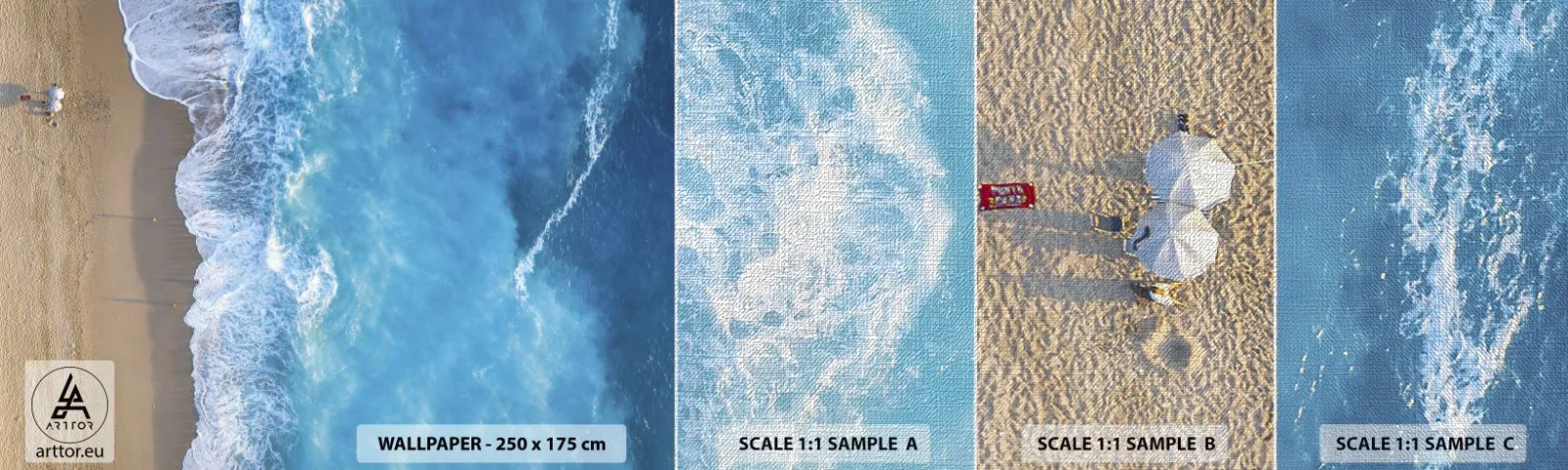 Provbit av fototapet Premium Canvas - Blå styrka - Landskap, Strand, Hav - 100x30 cm