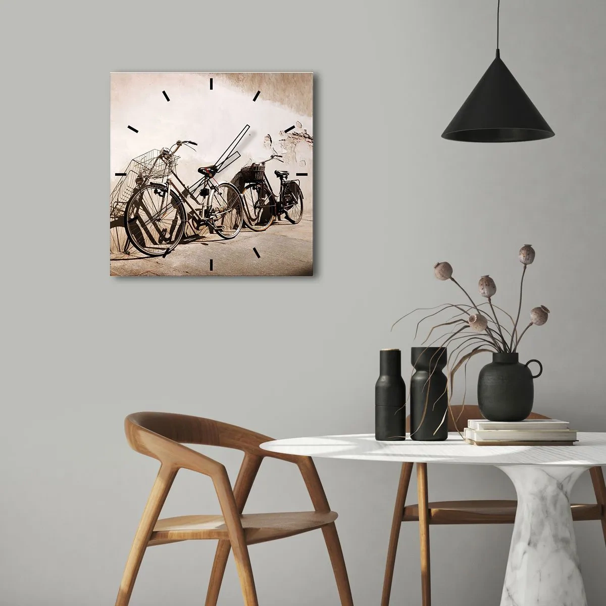 Väggklocka - Klocka på glas - Oförglömlig charm av det förflutna - 40x40 cm