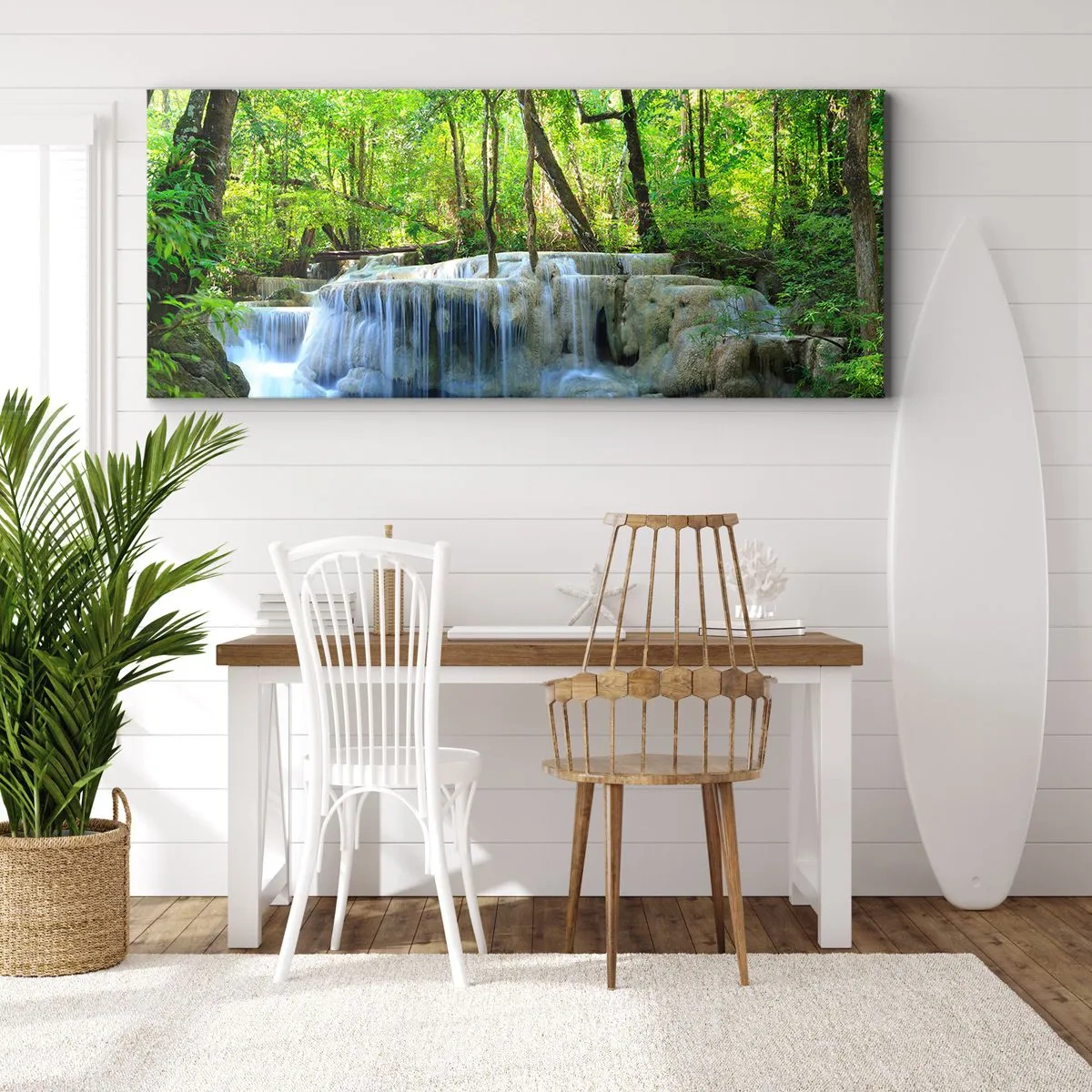 Canvastavla - Bild på duk - Sjunka i turkos och grön - 140x50 cm