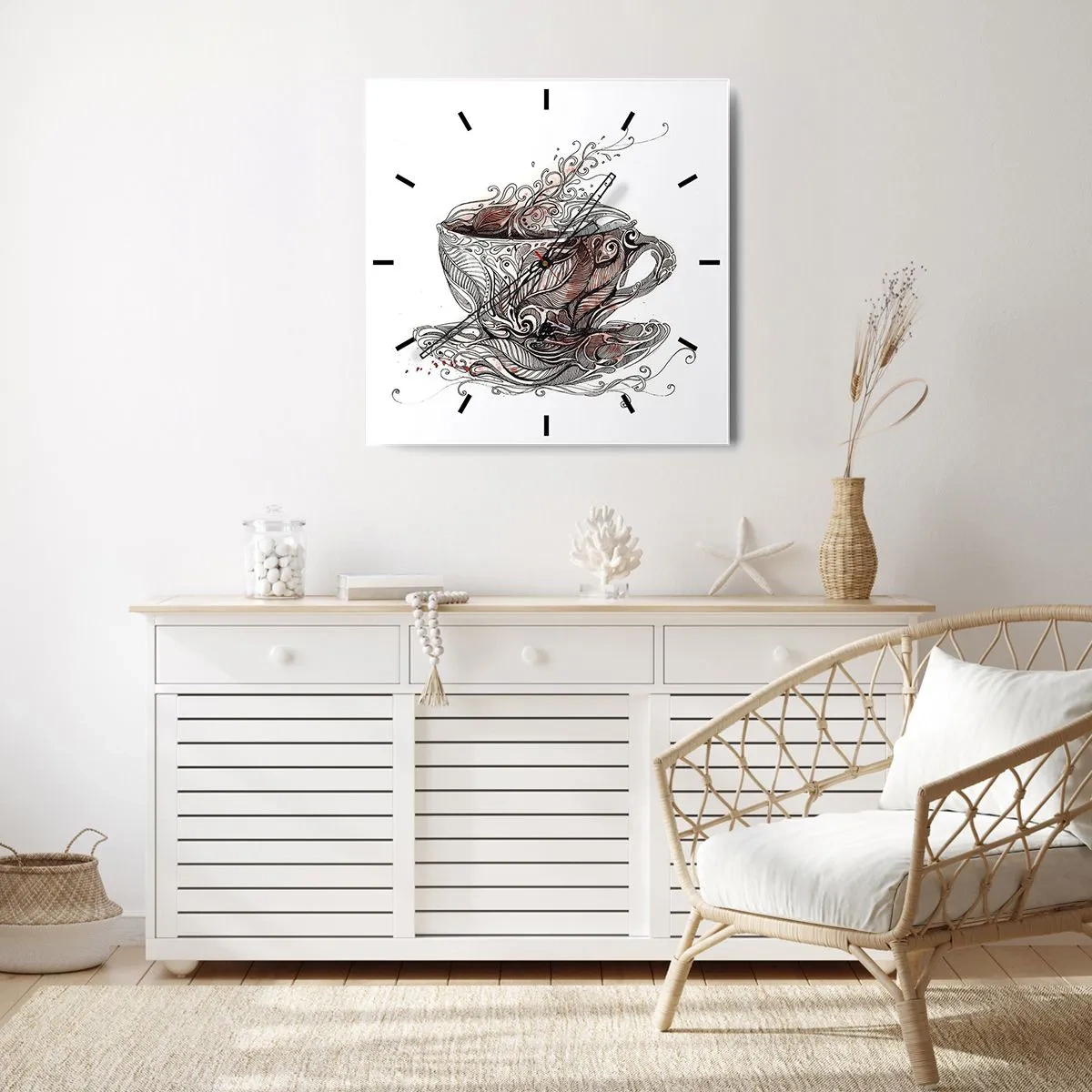 Väggklocka - Klocka på glas - Te är gott för allt - 30x30 cm