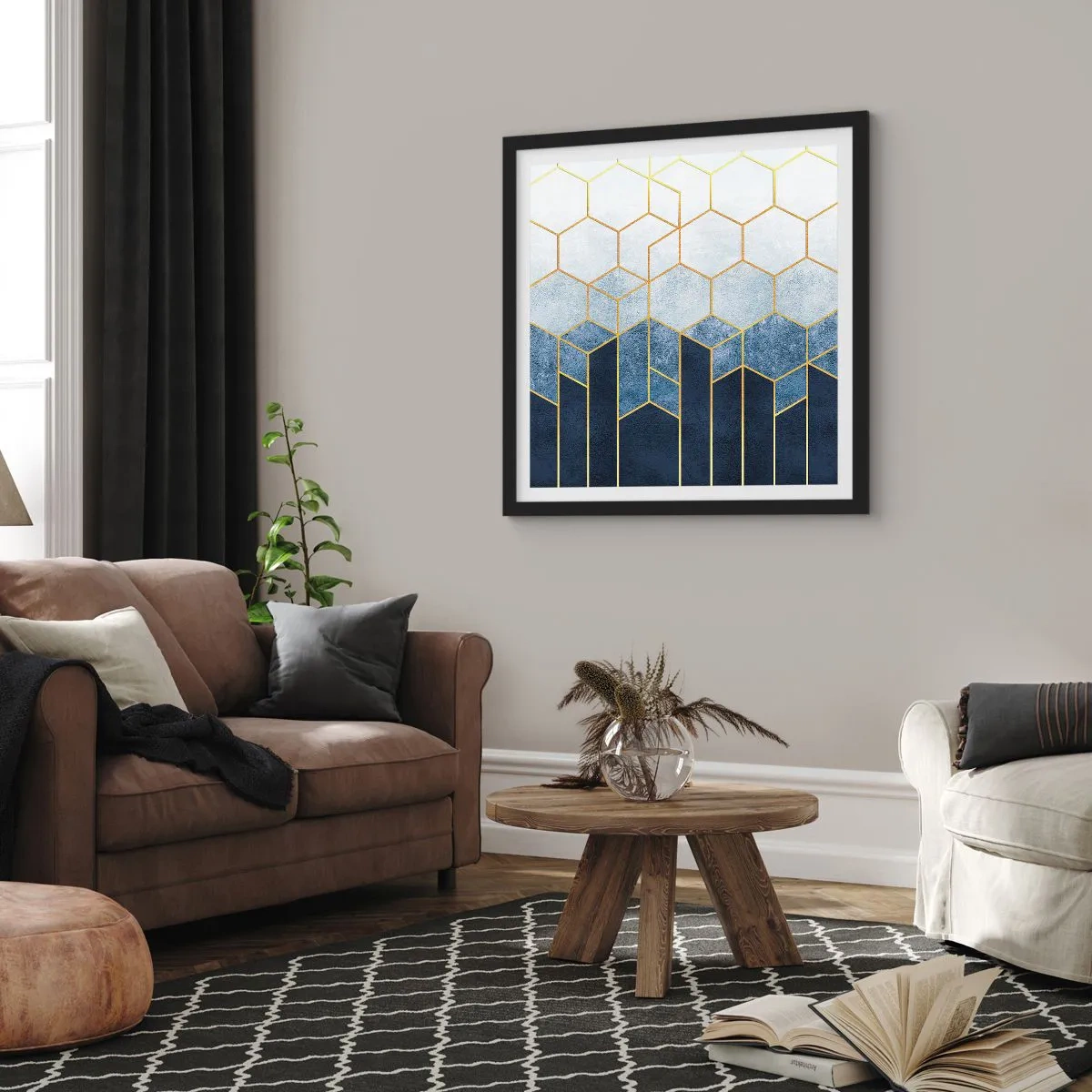 Affisch i svart ram - Komposition i synkoprytm - 50x50 cm