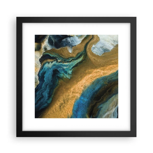 Affisch i svart ram - Blå – gul – ömsesidiga influenser - 30x30 cm