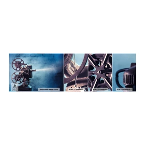 Provbit av självhäftande fototapet Deluxe Sticker - I gamla biografen - Filmprojektor, Årgång, Kamera - 100x30 cm