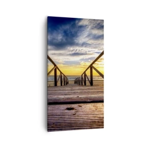 Canvastavla - Bild på duk - Till vilda stranden i skymningen - 55x100 cm