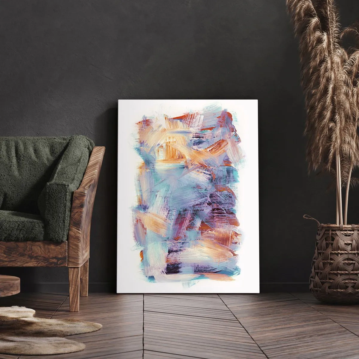 Canvastavla - Bild på duk - Färgglad röra - 65x120 cm