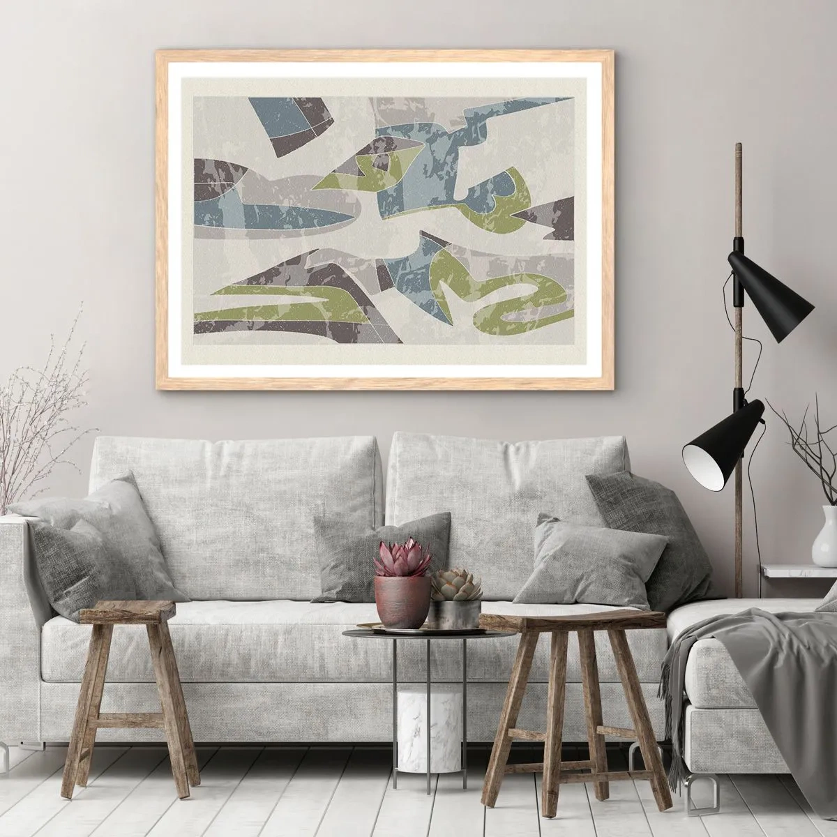 Affisch i ram av ljusek - Komposition bakom glas - 100x70 cm