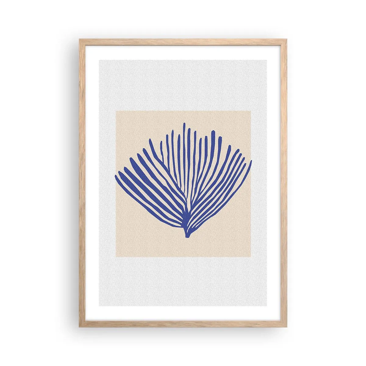Affisch i ram av ljusek - Blå solfjäder - 50x70 cm
