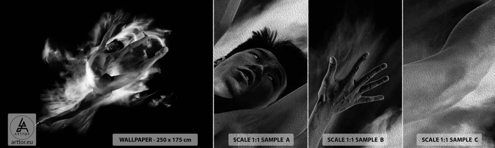 Provbit av fototapet Premium Sand - Fångad i luften - Dansare, Balett, Kultur - 100x30 cm