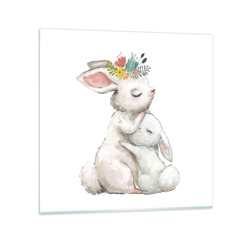 Glastavla - Bild på glas - Alltid bäst hos mamma - 30x30 cm