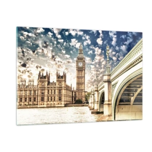 Glastavla - Bild på glas - Moln över Thames - 120x80 cm