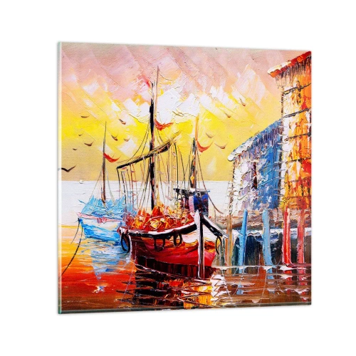 Glastavla - Bild på glas - Lycklig återresa - 60x60 cm