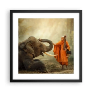 Affisch i svart ram - Ett möte under resan - 40x40 cm