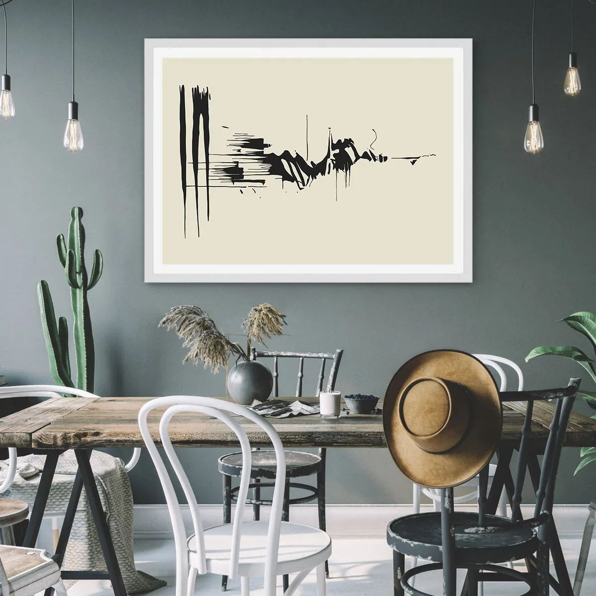 Affisch i vit ram - Skyndsam abstraktion - 91x61 cm