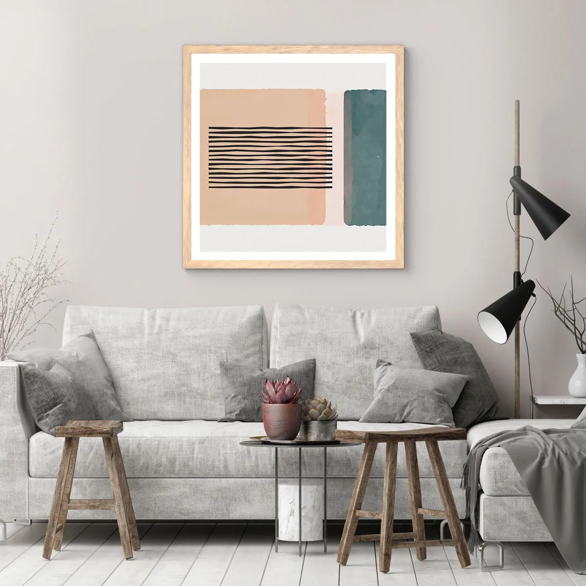 Affisch i ram av ljusek - Allt väl - 60x60 cm