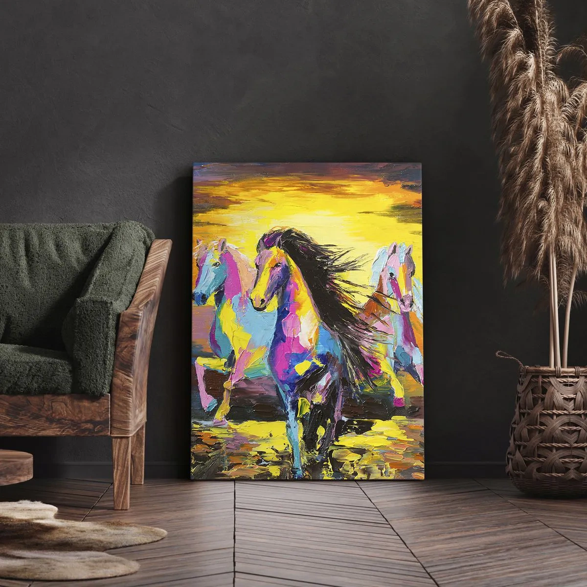 Canvastavla - Bild på duk - Doppade i regnbågen - 65x120 cm