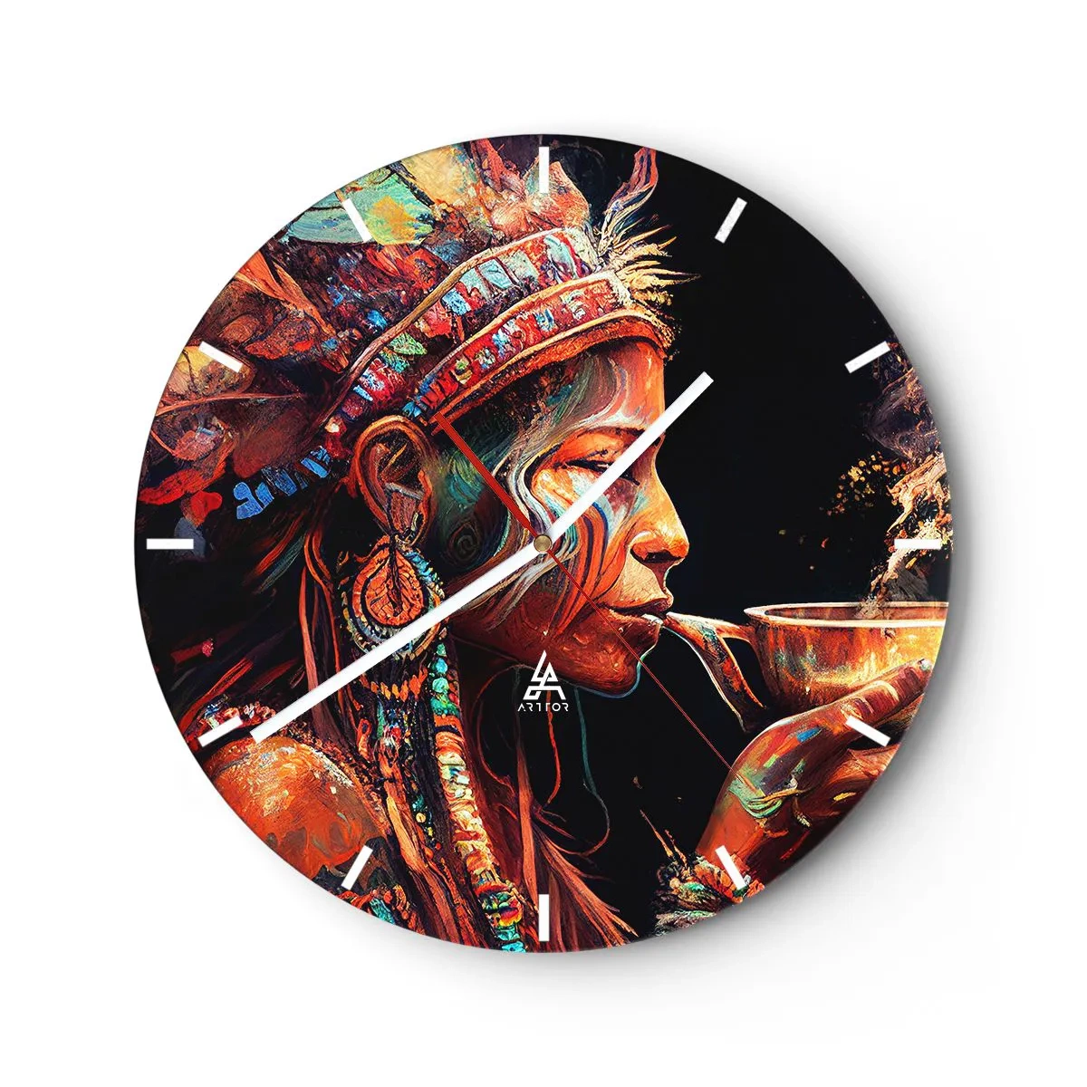 Väggklocka - Klocka på glas - En magisk ritual - 40x40 cm