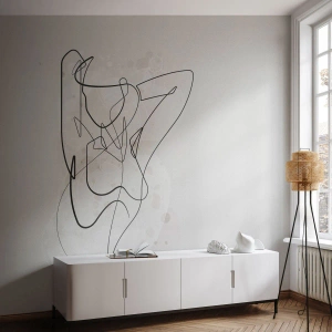 Fototapet Standard Eco - En sensuell feminin kontur ritad med en linje - 100x70cm - Konsten att förföra - Modern väggdekoration för vardagsrum och sovrum ARTTOR