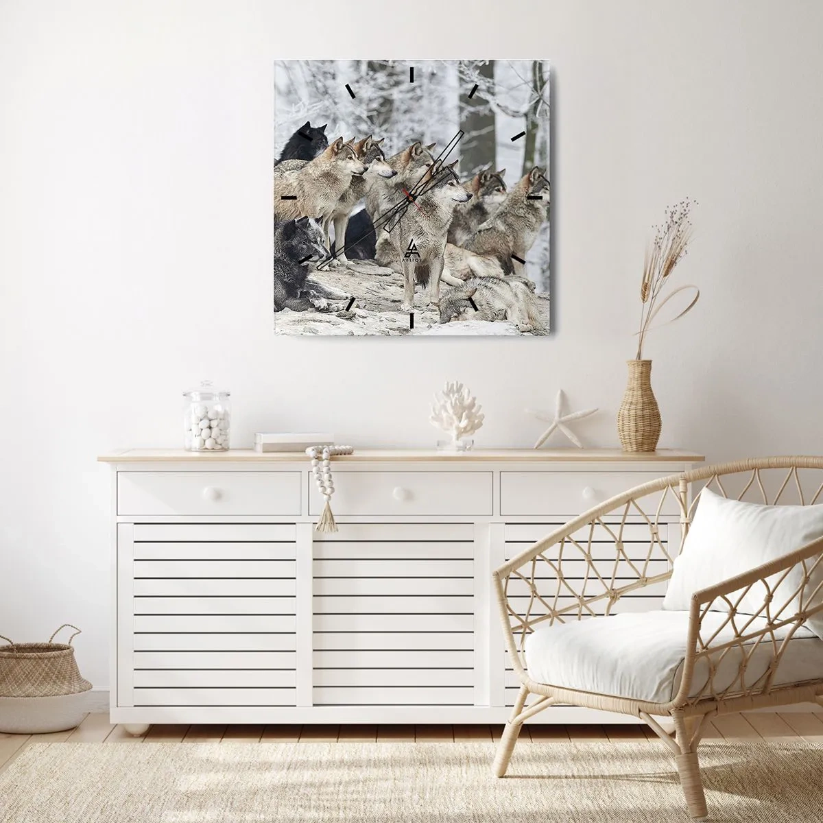 Väggklocka - Klocka på glas - Familj och vänner - 40x40 cm