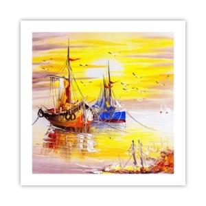 Affisch - Välförtjänt vila i hamnen - 50x50 cm
