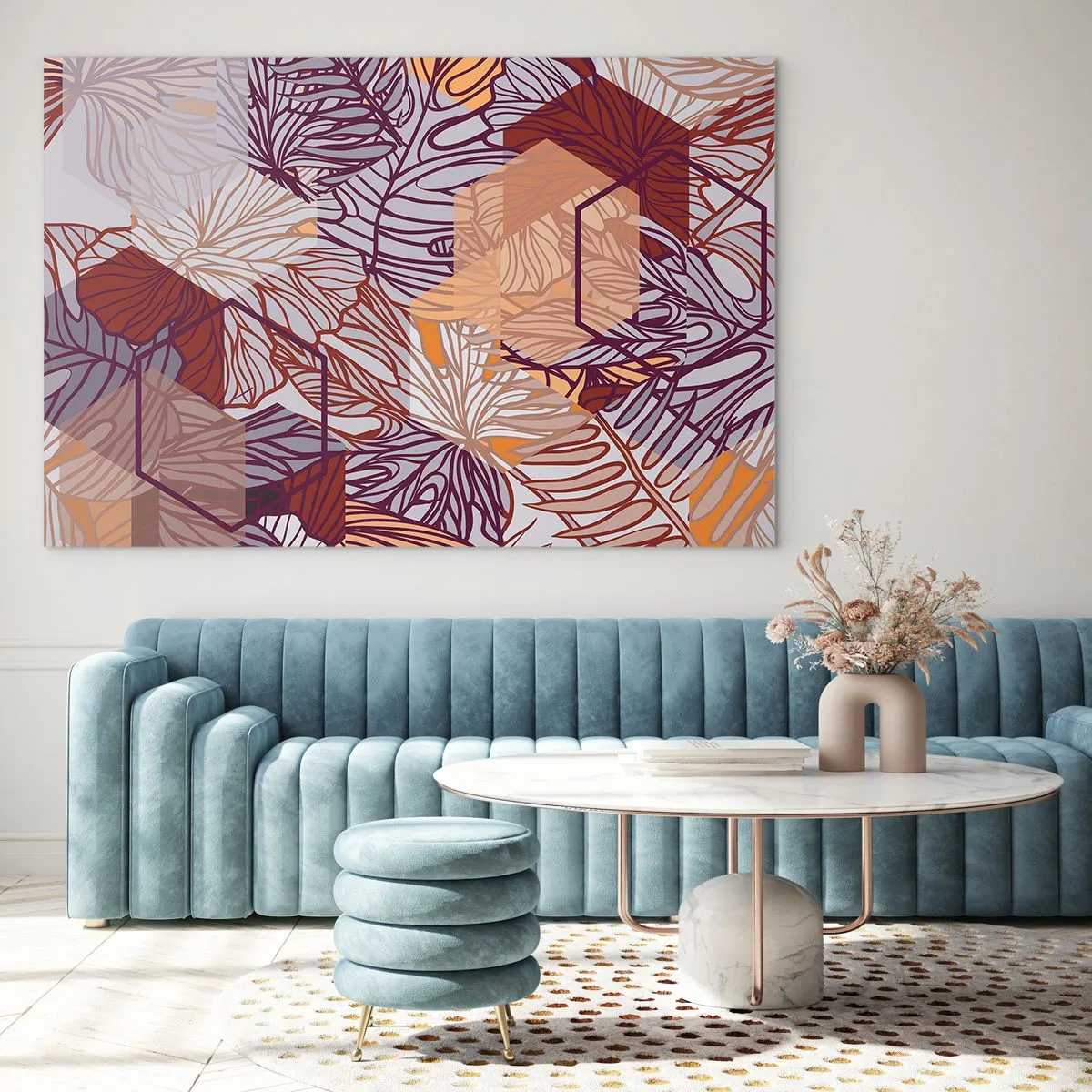 Glastavla - Bild på glas - Ett möjligt förhållande mellan geometrin och naturen - 100x70 cm