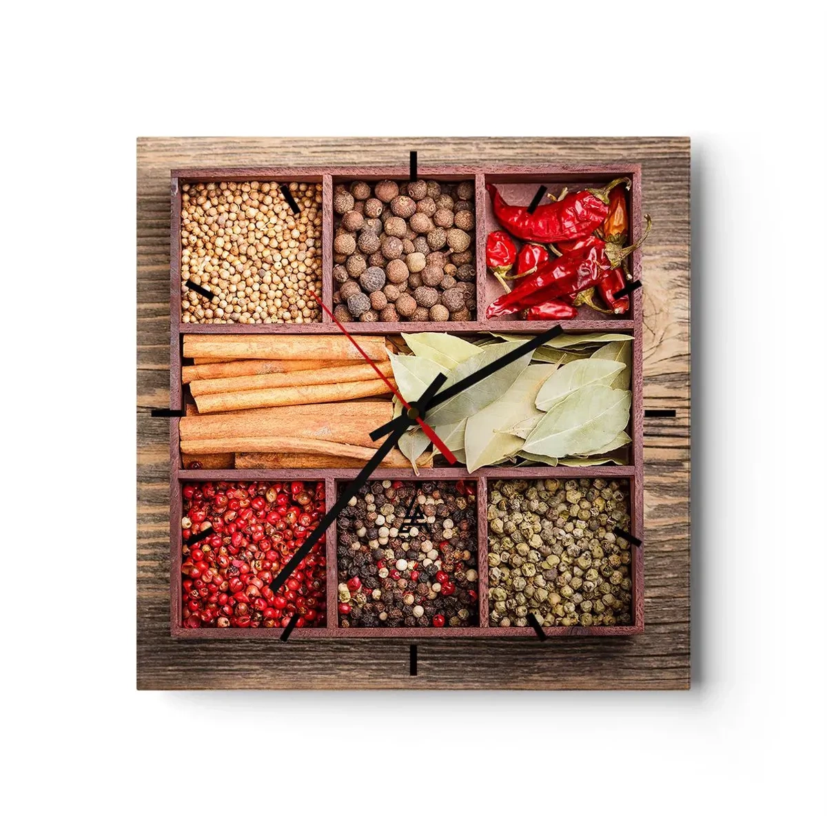 Väggklocka - Klocka på glas - Formordning, arombukett - 30x30 cm