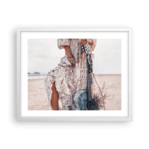 Affisch i vit ram - Flower power på väg - 50x40 cm