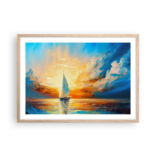 Affisch i ram av ljusek - Segla i gult - 70x50 cm