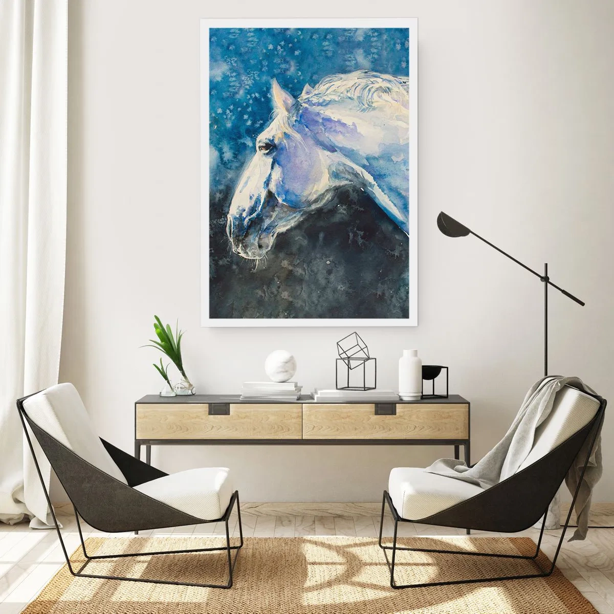 Affisch - Porträtt i blått sken - 50x70 cm