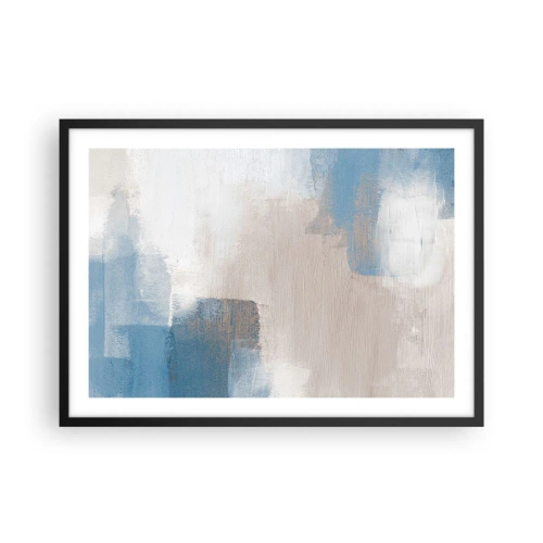 Affisch i svart ram - Rosa abstraktion bakom en blå slöja - 70x50 cm