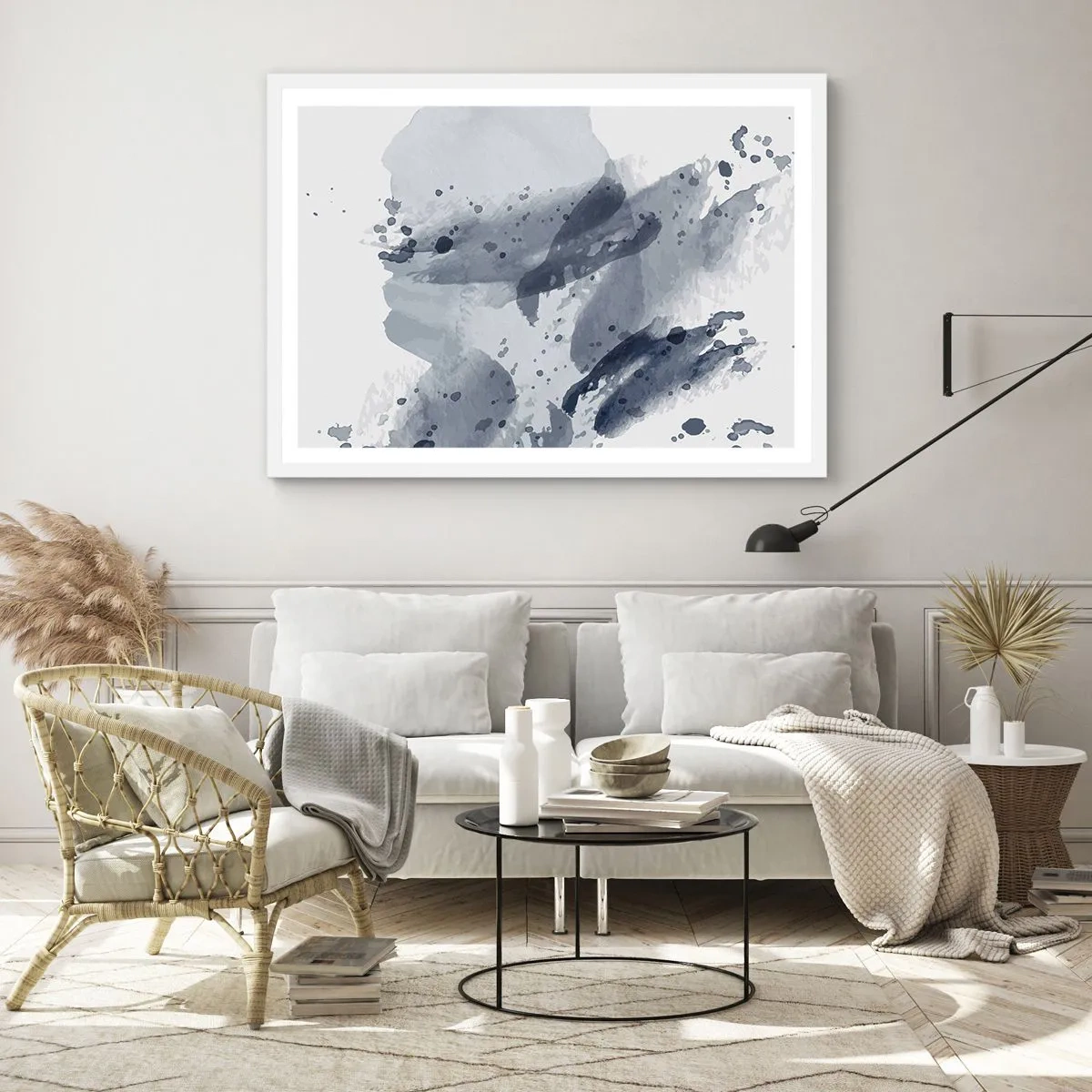 Affisch i vit ram - Studie om vattnets natur - 40x30 cm