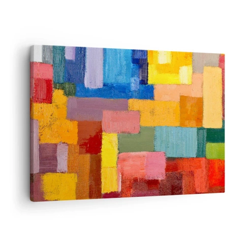Canvastavla - Bild på duk - Färgglada abstrakta rektanglar i olika nyanser - 70x50cm - Alla olika, alla färgglada - Modern väggdekoration för vardagsrum och sovrum ARTTOR