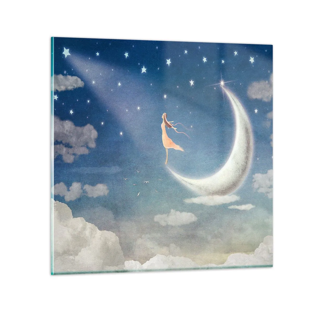 Glastavla - Bild på glas - Blå friare - 50x50 cm