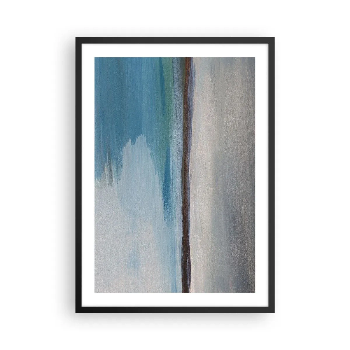 Affisch i svart ram - Abstrakt landskap i nyanser av blått och grått - 50x70cm - Horisontellt landskap - Modern väggdekoration för vardagsrum och sovrum ARTTOR