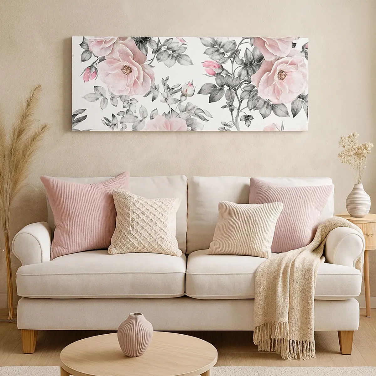 Canvastavla - Bild på duk - Tappa sig i rosblommorna - 30x30 cm
