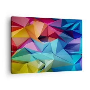 Canvastavla - Bild på duk - Färgglad geometrisk abstraktion i livfulla färger - 70x50cm - Regnbågsorigami - Modern väggdekoration för vardagsrum och sovrum ARTTOR