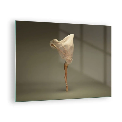 Glastavla - Bild på glas - En dansare i en delikat pose med slöjan upplyft - 70x50cm - Den lyfter snart - Modern väggdekoration för vardagsrum och sovrum ARTTOR