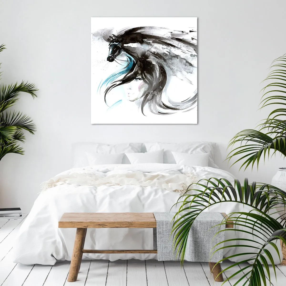 Canvastavla - Bild på duk - Svarta prinsens galopp - 60x60 cm