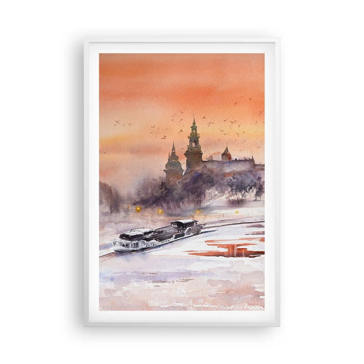 Affisch i vit ram - Kunglig solnedgång - 61x91 cm