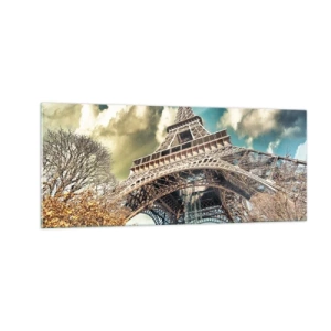 Glastavla - Bild på glas - Och på hösten i Paris... - 100x40 cm