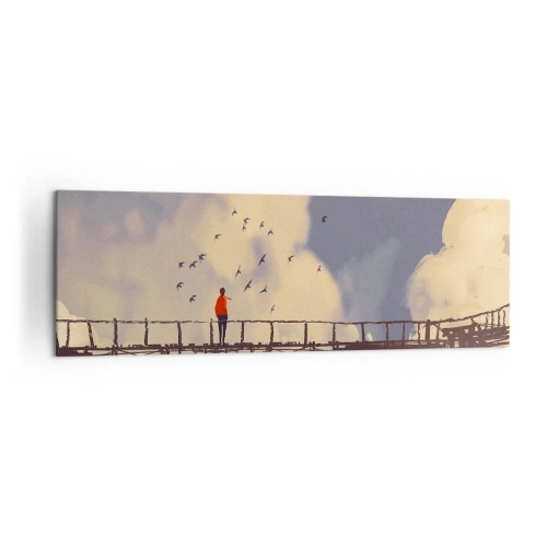 Canvastavla - Bild på duk - Blå saknad - 160x50 cm